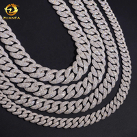 Chaîne cubaine Miami personnalisée en argent 925 avec moissanite, testée au diamant, fermoir boîte, style hip-hop, bijoux pour hommes