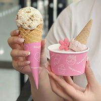 Sucette glacée imprimée personnalisée avec estampage et gaufrage pour magasins et événements Manchons simples pour cornet de crème glacée