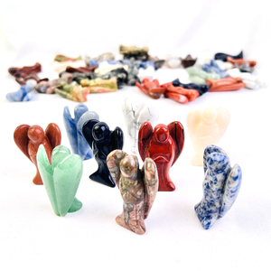 Decoraciones de Cristal al por Mayor, Tallados Artesanales, Cuarzo Rosa, Piedra de Sangre de Dragón, Jaspe Rojo, Ángel Multimaterial para Colección - Product Image 6