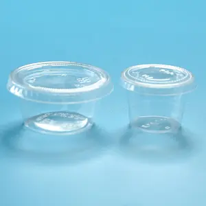 2 oz חד פעמי קומפוסט Pla פלסטיק רוטב כוס חלק עם מכסים