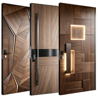 Porte d'entrée pivotante en bois de style américain moderne de luxe, isolation thermique, prévention des incendies, portes d'entrée en bois pour maison