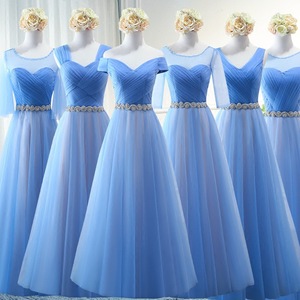 Bridesmaid Dresses Long Blue Tulle Sweetheart Neckline Evening Gowns For Wedding Reception Size 12-14 - Product Image 1