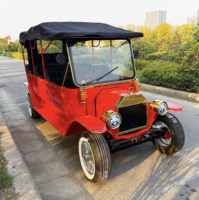Voiture électrique rétro de tourisme à trois rangées, véhicule de balade panoramique, voiture classique pour événements et mariages