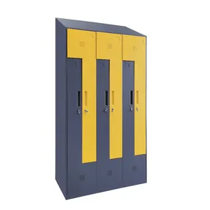 Knock Down Employee Z Shape Door Steel Slope Top Gym Locker