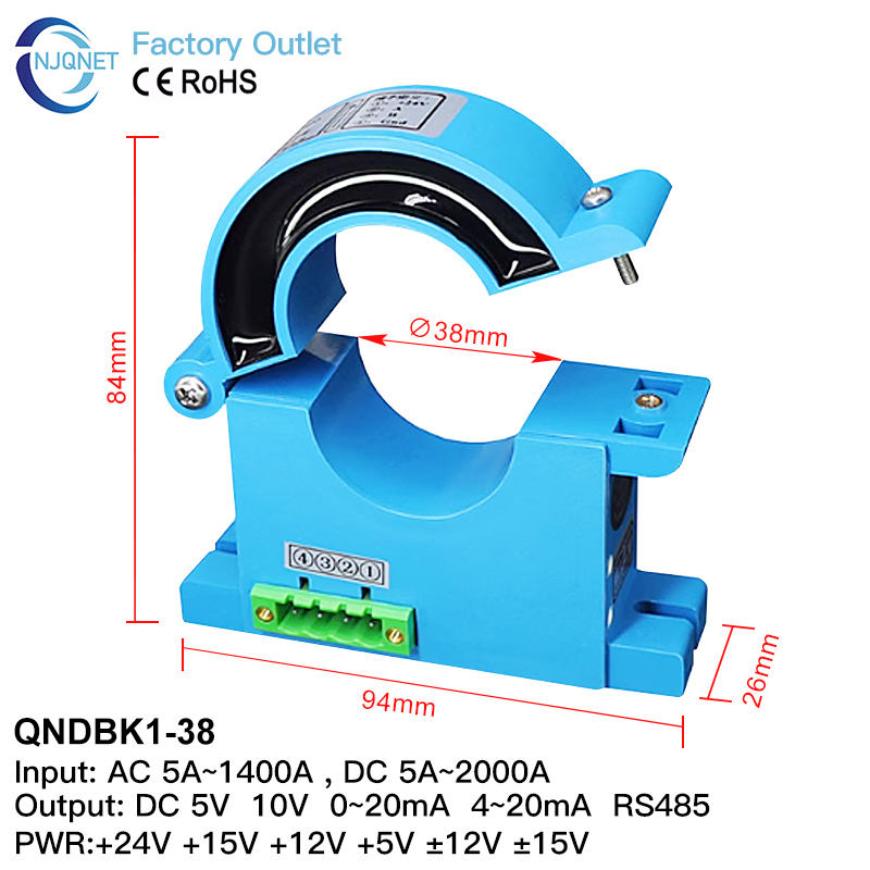 Split Core Current Sensor RS485 Current Transformer Ct Clamp AC DC 20A 30A 50A 100A 200A 300A Hall Effect Current Transducer