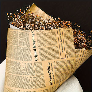 Cemao 10 Paquetes de Papel Kraft para Envolver Flores, Suministros para Ramos de Boda, Decoraciones Retro con Diseño de Periódicos Británicos - Product Image 3