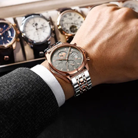 Montre homme Poedagar 989 de haute qualité, classique, en acier inoxydable, à quartz, étanche et lumineuse.
