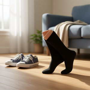 Calzini lunghi da donna in cotone, a metà polpaccio, assorbenti, per uso quotidiano, autunnali, neri, ecru, rosa, bianchi, 3 paia, taglia 5-10 - Product Image 2