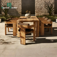 Ensemble de table et chaises de jardin Express Garden, moderne, durable, en teck, 6 places, empilable, résistant à l'eau, résistant aux UV, pour hôtel, salon