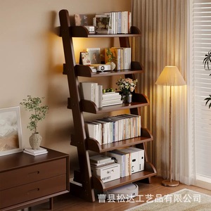 Estante moderno minimalista de madera de varios niveles para exhibir figuras, libros y revistas. - Product Image 1