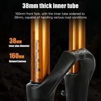 Garpu Sepeda MTB Inter Tube 38mm, Garpu Udara 27.5/29 Inci, 15x110mm, Suspensi MTB dengan Peredam Getaran dan Rebound yang Dapat Disesuaikan, Travel 160mm