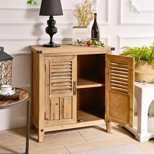 Aparador de Madera Maciza INNOVA, Estilo Rústico de Granja, Puerta de Persiana, para Cocina, Comedor, Sala de Estar, Entrada de Hotel, Almacenamiento - Product Image 3