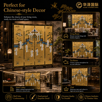 Paravent HUAZE de style chinois traditionnel antique, paysage 100 % peint à la main avec sculpture de coquillages, séparateur décoratif à 6 panneaux