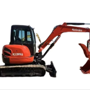 Mini-pelleteuse d'occasion Kubota d'origine japonaise Kx155-5 en stock de 5 tonnes Mini pelleteuse d'occasion de haute qualité avec bulldozer Machine à chenilles - Product Image 1