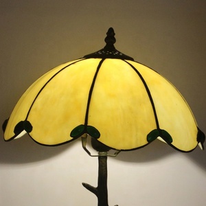 LongHuiJing Tiffany Table Lamps Golden Stained Glass Lampshade Standing Lamp With Resin Horse Carrying Kid Base - Product Image 2