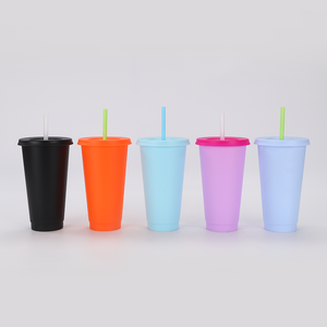 Vendita calda in plastica riutilizzabile bicchieri a freddo con coperchio e tazze di paglia che cambiano tazza tazza da caffè - Product Image 3
