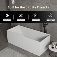Baignoire autoportante en pierre artificielle avec surface facile à nettoyer et résistante aux taches pour hôtels, complexes hôteliers, appartements et salles de bain commerciales