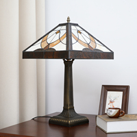 Lampe de table style mission en verre teinté, 16 pouces, crème, pour lecture, décoration maison, bureau, chambre, salle d'étude - Grande Vente