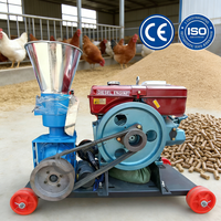 Machine à granulés d'aliments pour animaux de ferme, mobile, petite, diesel, 150 kg/h, CE, personnalisable, pour volailles, poulets, bovins, porcs, moutons, lapins