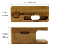 Base de Carga Universal de Madera de Bambú con Soporte para Teléfono y Soporte para Apple Watch, Diseño Tradicional Multifuncional