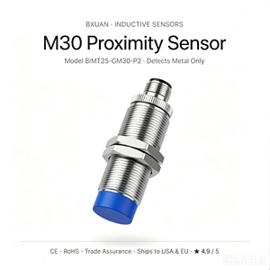 Capteur <span class=keywords><strong>de</strong></span> <span class=keywords><strong>Proximité</strong></span> Inductif CE UKCA RoHS M30 15mm NPN NO IP67 Détection Métallique Cylindrique Encastré 3 Fils DC <span class=keywords><strong>Interrupteur</strong></span> <span class=keywords><strong>de</strong></span> <span class=keywords><strong>Proximité</strong></span> - Product Image 1
