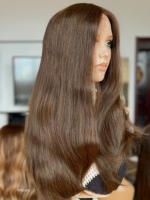 Perruques en cheveux humains SHY Medical, en PU, entièrement en dentelle, avec nœuds fins et direction naturelle, pour remplacement capillaire féminin, vente en gros
