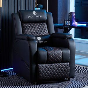 Disfrute de la comodidad de la silla reclinable de cuero marrón para oficina y juegos, con reposabrazos y diseño acolchado para relajación y trabajo. - Product Image 3