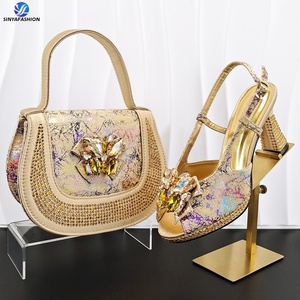 Set di <span class=keywords><strong>Scarpe</strong></span> e Borsa Sinya da Donna con Pietre, Bellissimo Set di <span class=keywords><strong>Scarpe</strong></span> di Alta Qualità in Materiale PU, Set di <span class=keywords><strong>Scarpe</strong></span> e Borsa in Stile Italiano - Product Image 5