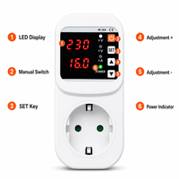 Prise de courant multifonction avec affichage LED double, protection contre les surcharges à récupération automatique 1-16A 220V pour la protection de l'alimentation CA