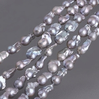Perles baroques d'eau douce cultivées grises, queue de sirène, 13-15 x 18-25 mm environ. Fil de 40 cm pour bijoux volumineux