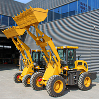 2 Ton 65kw Compact Front Wheel Loader 3m Tinggi Pengosongan 1m Bucket Bersertifikat CE Mesin & Gearbox Bergaransi 1 Tahun untuk Pertanian