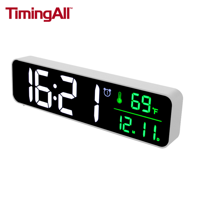LED Desk Clock Auto Dimming Electronic Wall Clock Smart Light Sensor Digital Clock for Office Home Bathroom Outdoor