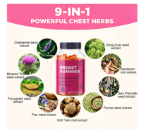 Gummies pour l'amélioration mammaire - Complément alimentaire pour femmes, agrandissement et raffermissement naturels, 60 gummies, OEM disponible