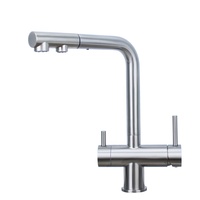 Robinet de cuisine robinet de luxe fileté d'eau robinet à 3 voies robinet de cuisine en nickel poli robinet à soda