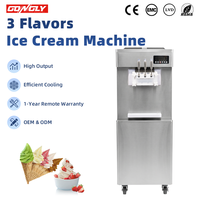 Machine à crème glacée automatique verticale en acier inoxydable, 3 saveurs, machine à crème glacée molle commerciale pour les entreprises