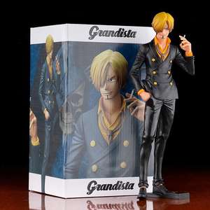 Figura di Sanji in Abito Nero Grandista da <span class=keywords><strong>One</strong></span> <span class=keywords><strong>Piece</strong></span> con Capelli Biondi e Sopracciglia Arricciate in Elegante Posa Eretta per Fan - Product Image 3