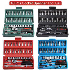 Set di Attrezzi Professionali in Cromo Vanadio da 46 Pezzi per Riparazione Auto e Biciclette con Scatola - Servizio OEM Disponibile - Product Image 2