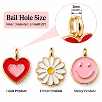 Pendentifs Breloques en Émail Mignons en Forme de Cœur, Marguerite et Visage Souriant pour la Fabrication de Colliers et Bracelets DIY - Vente en Gros
