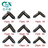 Conector Magnético de Carga Pogo Pin de 12, 13, 14, 15, 16, 17, 18, 19, 20 Pines, Paso de 2.54mm, Chapado en Oro, 5A, con Orejeta