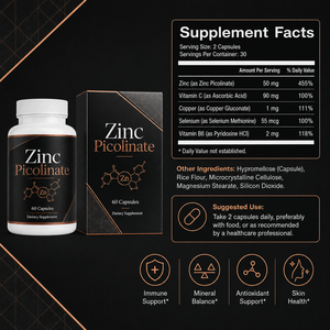 Cápsulas <span class=keywords><strong>de</strong></span> Mezcla Mineral <span class=keywords><strong>de</strong></span> Picolinato <span class=keywords><strong>de</strong></span> Zinc para Adultos con Cobre, <span class=keywords><strong>Selenio</strong></span>, Vitamina C y B6 para el Apoyo Inmunológico - A Granel - Product Image 6