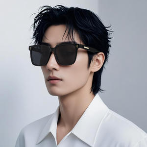 Nouvelles lunettes de soleil rétro européennes et américaines pour hommes, protection UV400, monture PC polarisée noire, grandes lunettes carrées style conduite, verres TAC - Product Image 5