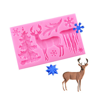 HY – moule en Silicone à thème de noël, motif élan, flocon de neige, arbre, cerf, Fondant, Dessert, glaçon, bonbons, chocolat - Product Image 2