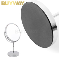 Miroir de courtoisie en métal chromé, double face 360° °   Miroir de maquillage rotatif de table avec grossissement 1X/2X et support en fer
