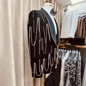 Costume <span class=keywords><strong>homme</strong></span> G102 Fashion Slim Fit, simple boutonnage, 3 pièces, fait main, orné de cristaux, luxe, pour <span class=keywords><strong>mariage</strong></span> ou soirée. - Product Image 3