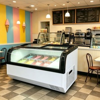 Vitrine réfrigérée commerciale de comptoir à verre incurvé pour glaces et gelatos, à refroidissement direct, avec affichage numérique de la température
