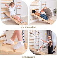 Holz-Wandklettergerüst mit Rutsche und Schaukel für Kinder und Erwachsene, Indoor-Kletterwand mit Aufbewahrungsfunktion