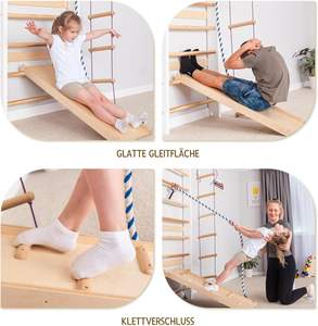 Barres murales en bois avec toboggan et <span class=keywords><strong>balançoire</strong></span>, structure d'escalade intérieure pour enfants et adultes, support de rangement mural pour salle de sport - Product Image 6