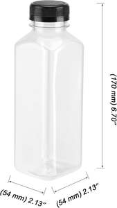 Bouteilles carrées en plastique PET de qualité alimentaire 250ml 350ml 400ml 500ml avec bouchon inviolable et étanche pour l'emballage de jus et de boissons - Product Image 2