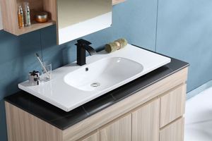 Lavabo en céramique d'évier de lavage de <span class=keywords><strong>main</strong></span> de bord mince moyen d'articles sanitaires pour la salle de bains - Product Image 2