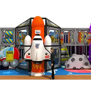 Desain baru 2024 Sqm 3 tingkat Tema ruang angkasa anak-anak dalam ruangan atletik tempat bermain plastik seluncur ganda peralatan taman